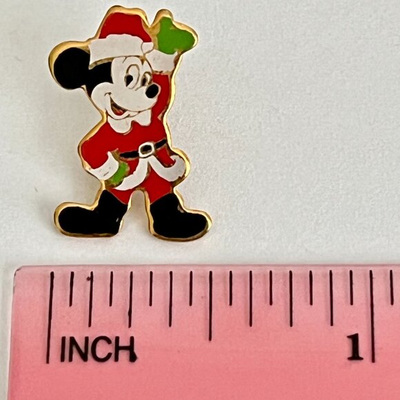 Vintage Walt Disney Productions Santa Mickey Mouse Christmas Pin Tie Tac Lapel - Picture 7 of 8